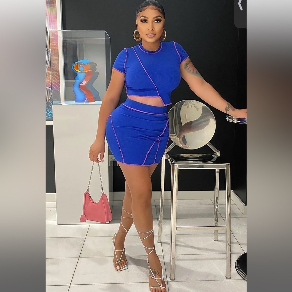 Work your Angles mini skirt set - royal/combo